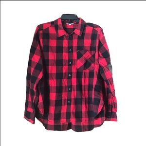 90’s Grunge Time and Tru Red Buffalo Plaid Flannel Button Down Shirt - L